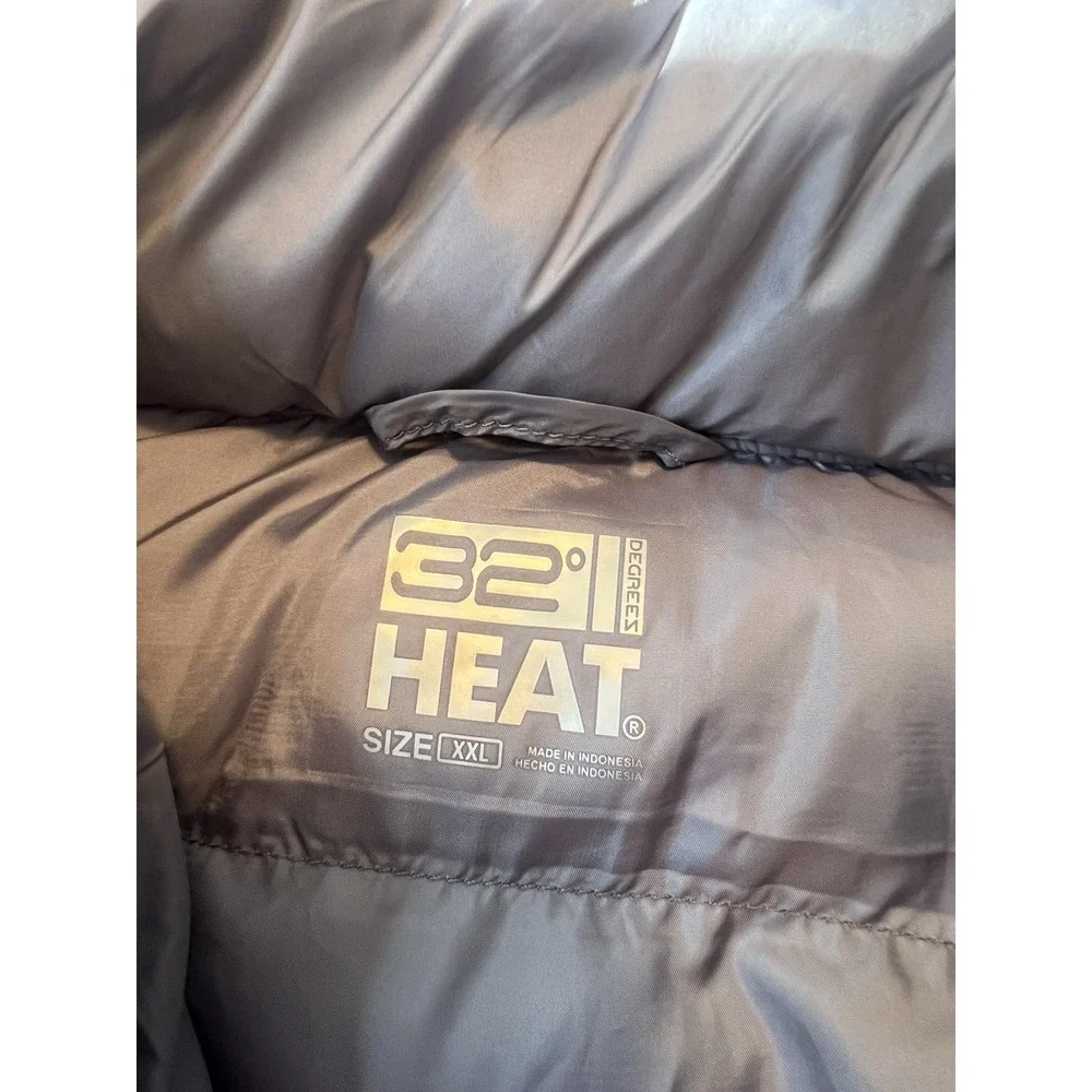 32 Degrees Heat Womens Puffer Vest XXL Gray Full Zip Lightweight Packable